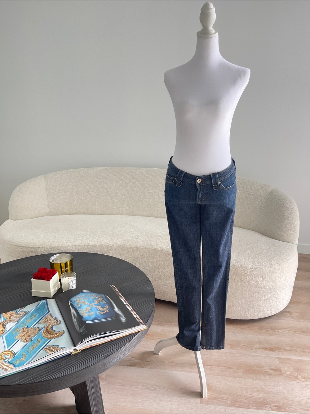 Dolce & Gabbana D&G Women Jeans Size 25 Dark Wash Straight Leg Zip Hem Low Rise